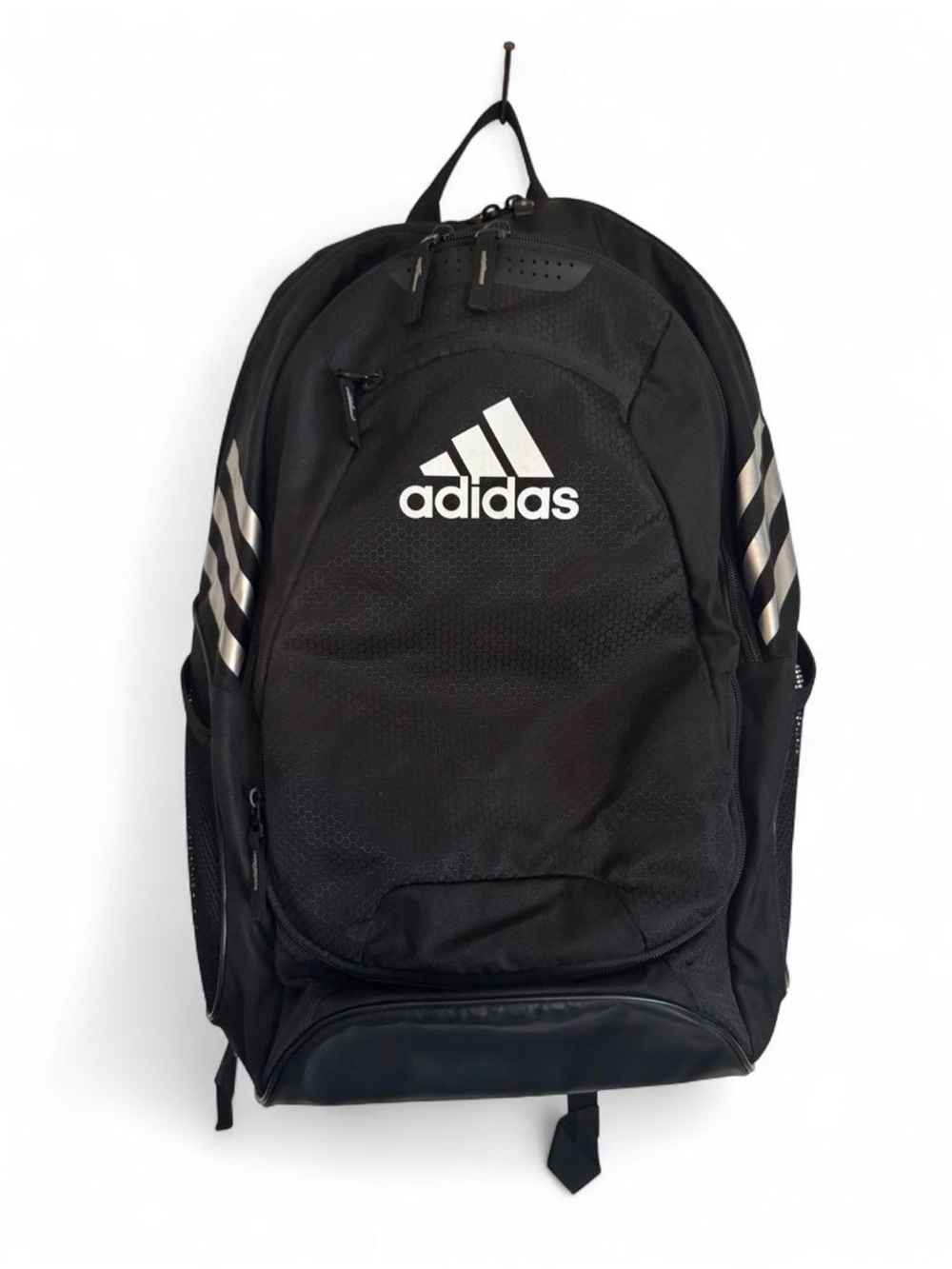 Adidas Black Men's Backpack with Reflective Stripes green in the inside